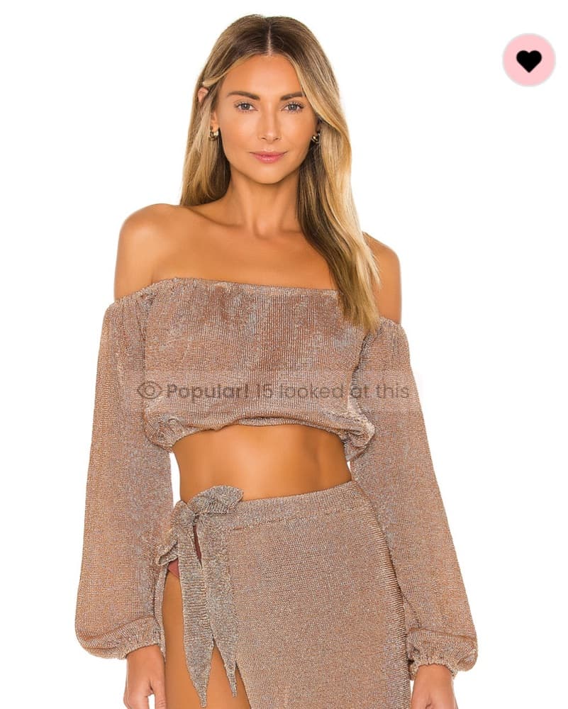 Shimmering Off-Shoulder Crop Top - Image 2
