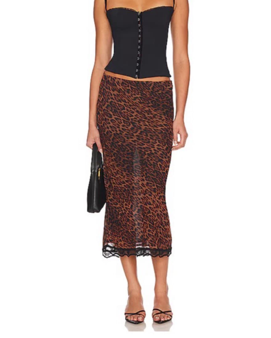 Leopard Print Midi Skirt - Image 1