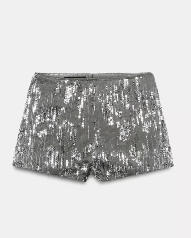 Zara Silver Mini Shorts - Image 1
