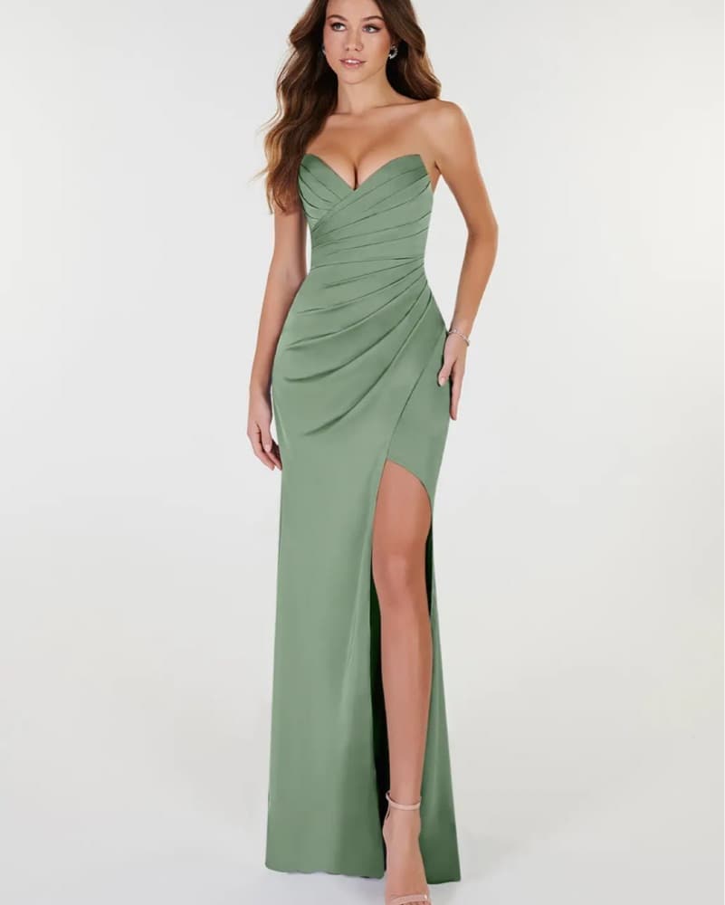 Azazie Yola Stretch Satin Dress - Image 1