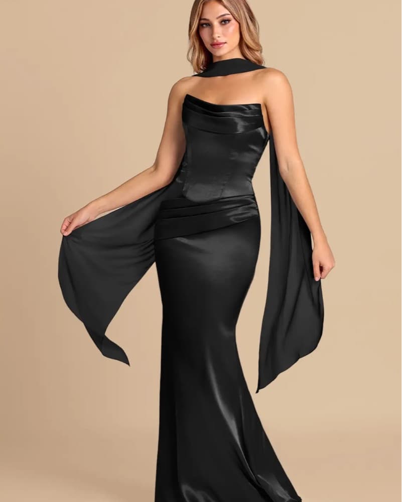 Azazie Sorrel Black Two Piece Dress - Image 3