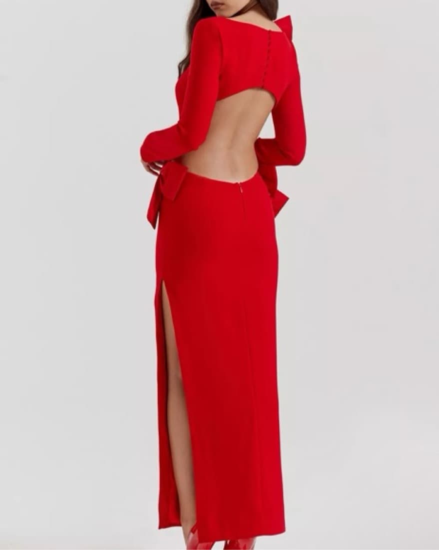 HOUSE OF CB Lavele Red Bow Maxi Dress  - Image 4