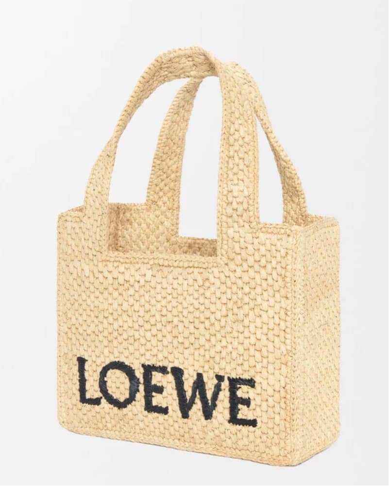 Mini LOEWE Font tote in raffia - Image 2