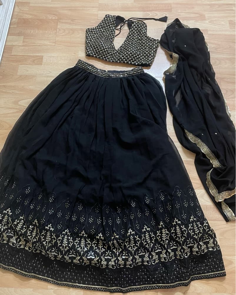 Gold And Black Lehenga Set - Image 1