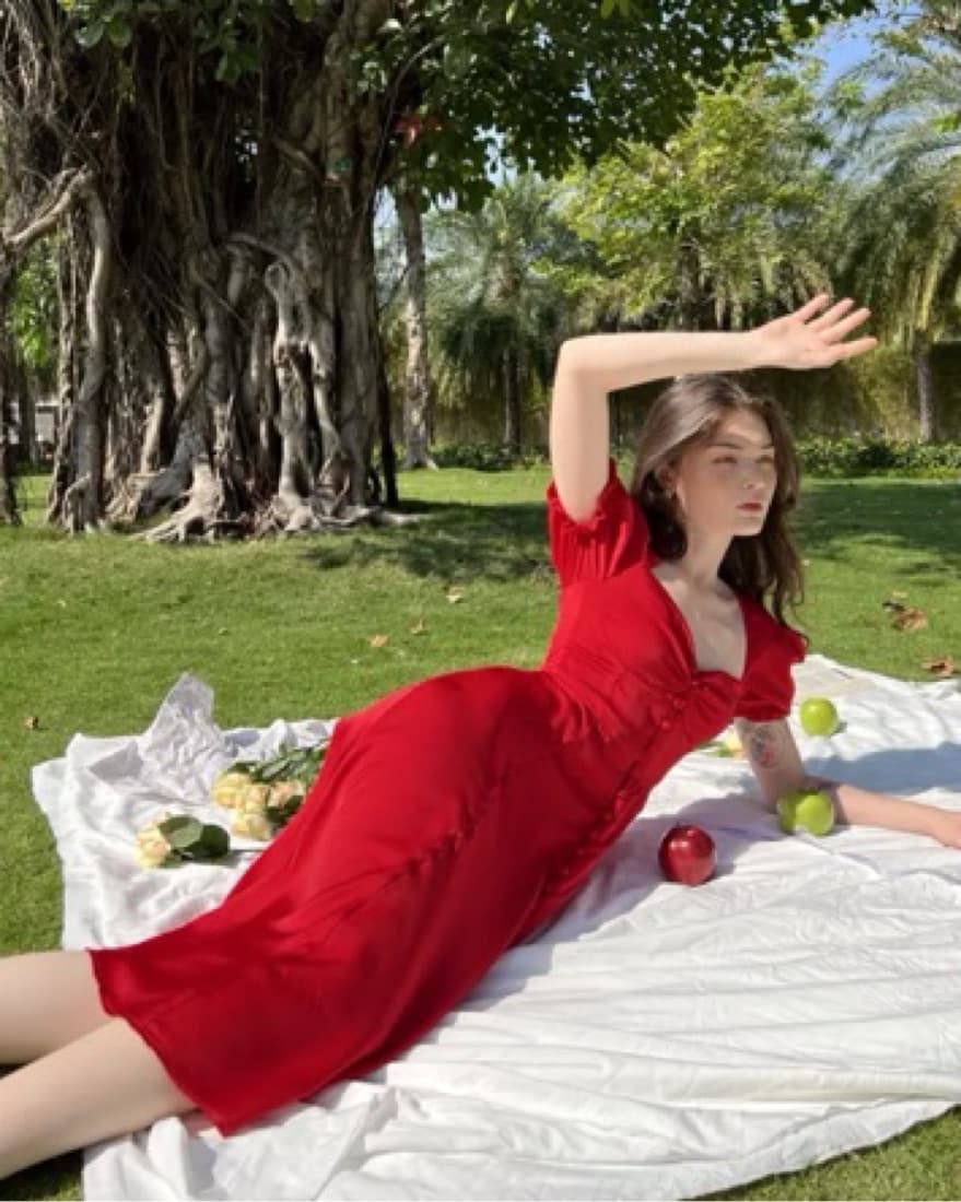 JACLYN DRESS – RED SILK - Image 2