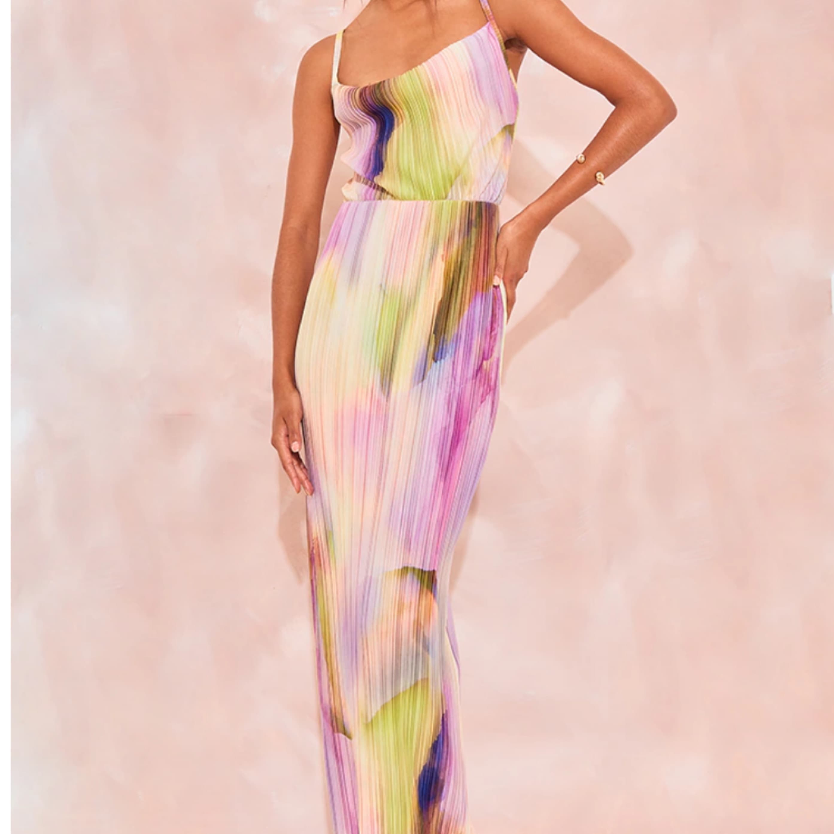 Purple Watercolour Print Maxi Dress   - Image 2