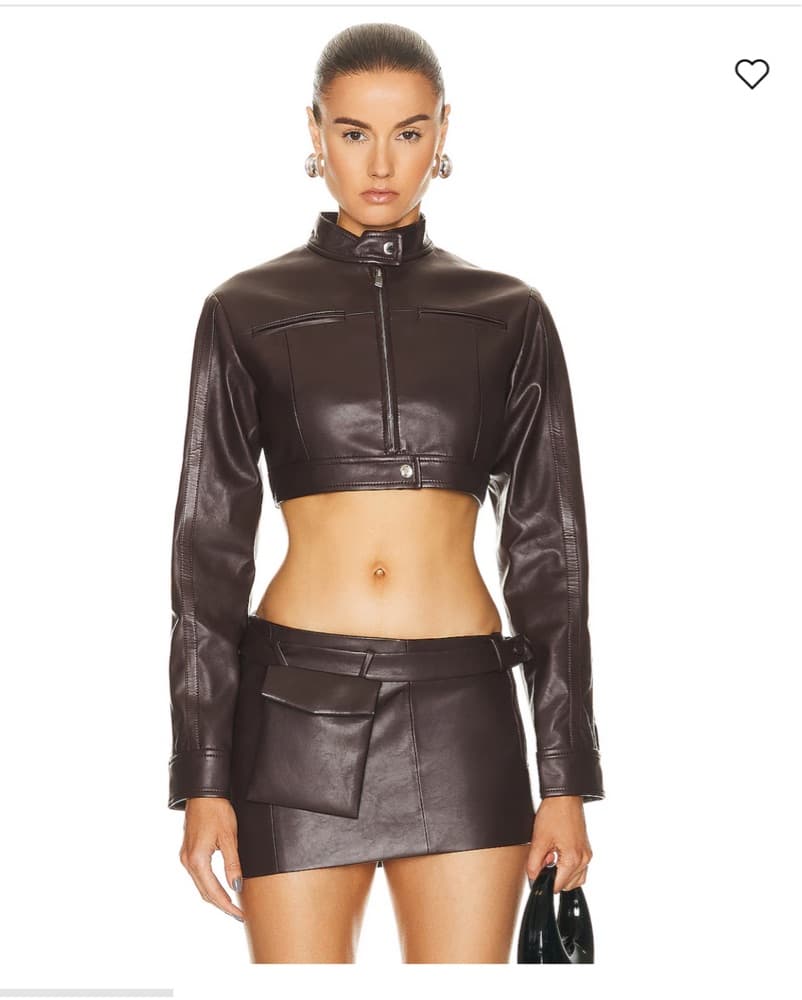 Sleek Leather Crop Top and Mini Skirt Set - Image 1