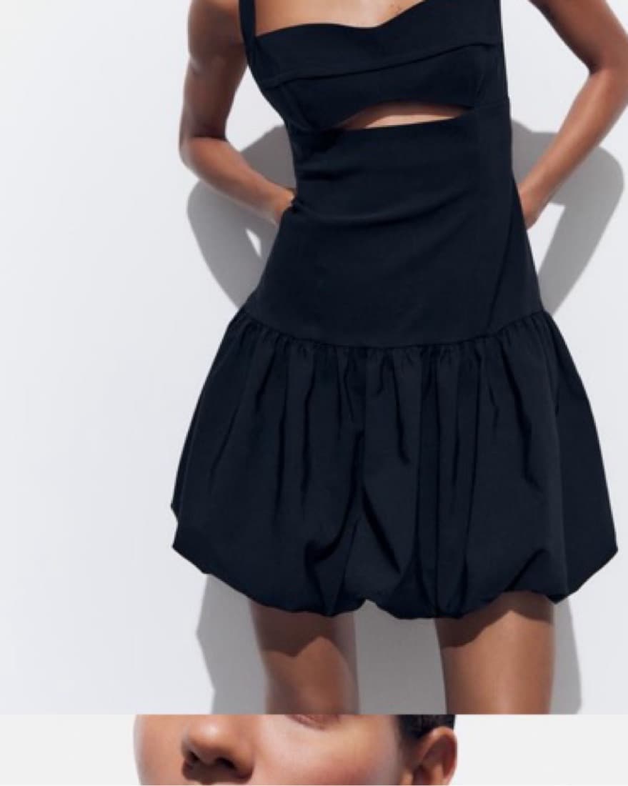 Zara Black Mini Ballon Dress Xs - Image 2