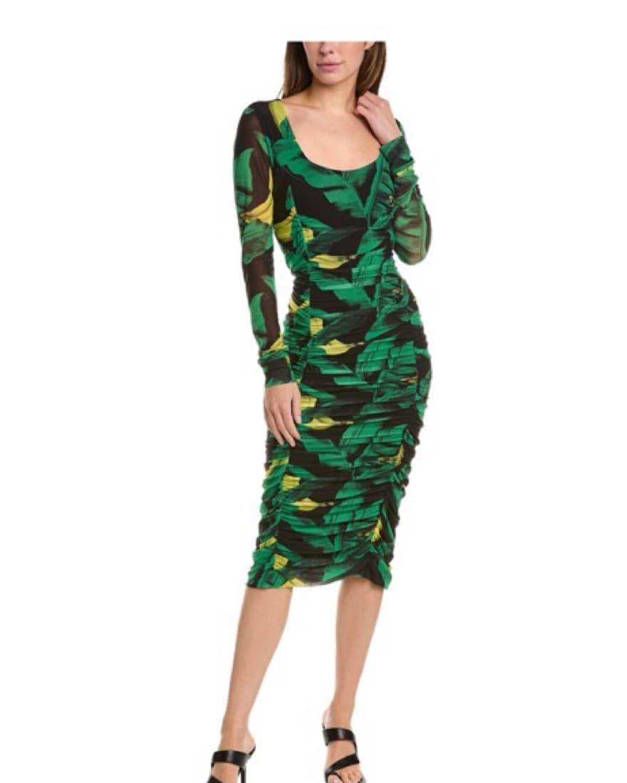 GANNI Mesh Gathered Panel Dress - Image 1