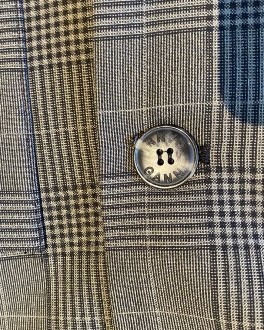Ganni Gray Plaid Blazer - Image 3