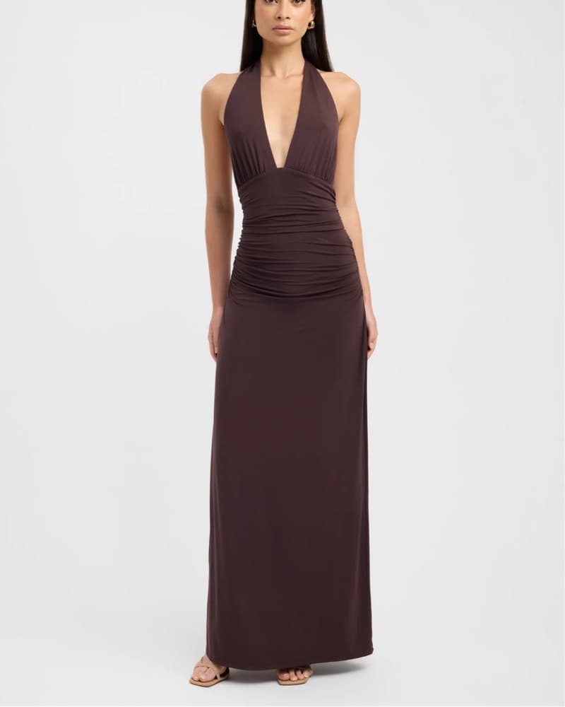 Kooka Knit Brown Halterneck Dress  - Image 1