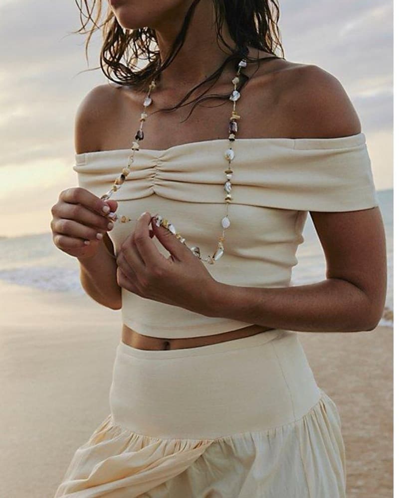 Elegant Off-the-Shoulder Crop Top - Image 1