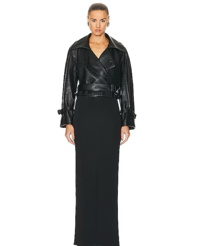 Nour Hammour Hatti Croco Leather Jacket - Image 3