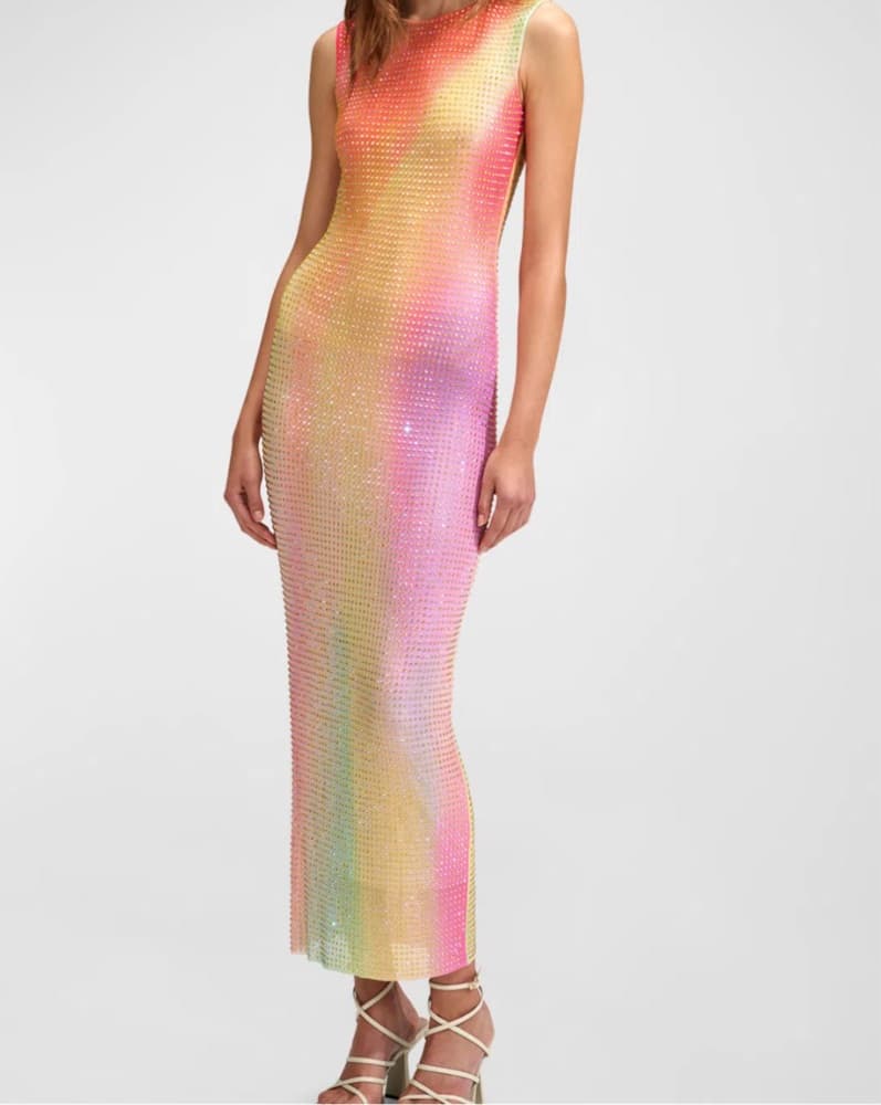 Self portrait Midi Crystal Rainbow Dress - Image 1
