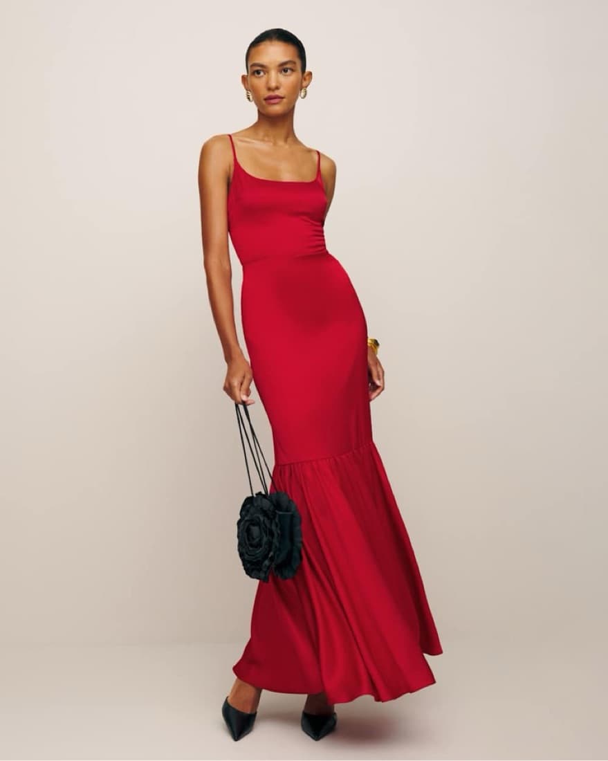 Reformation Nasha Red Satin Dress - Image 1