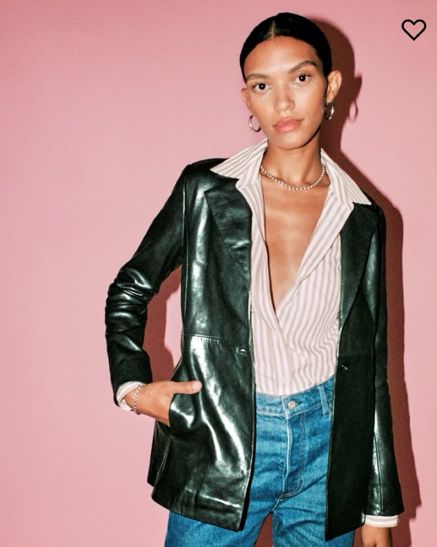 Reformation Veda Bowery Leather Blazer - Image 1