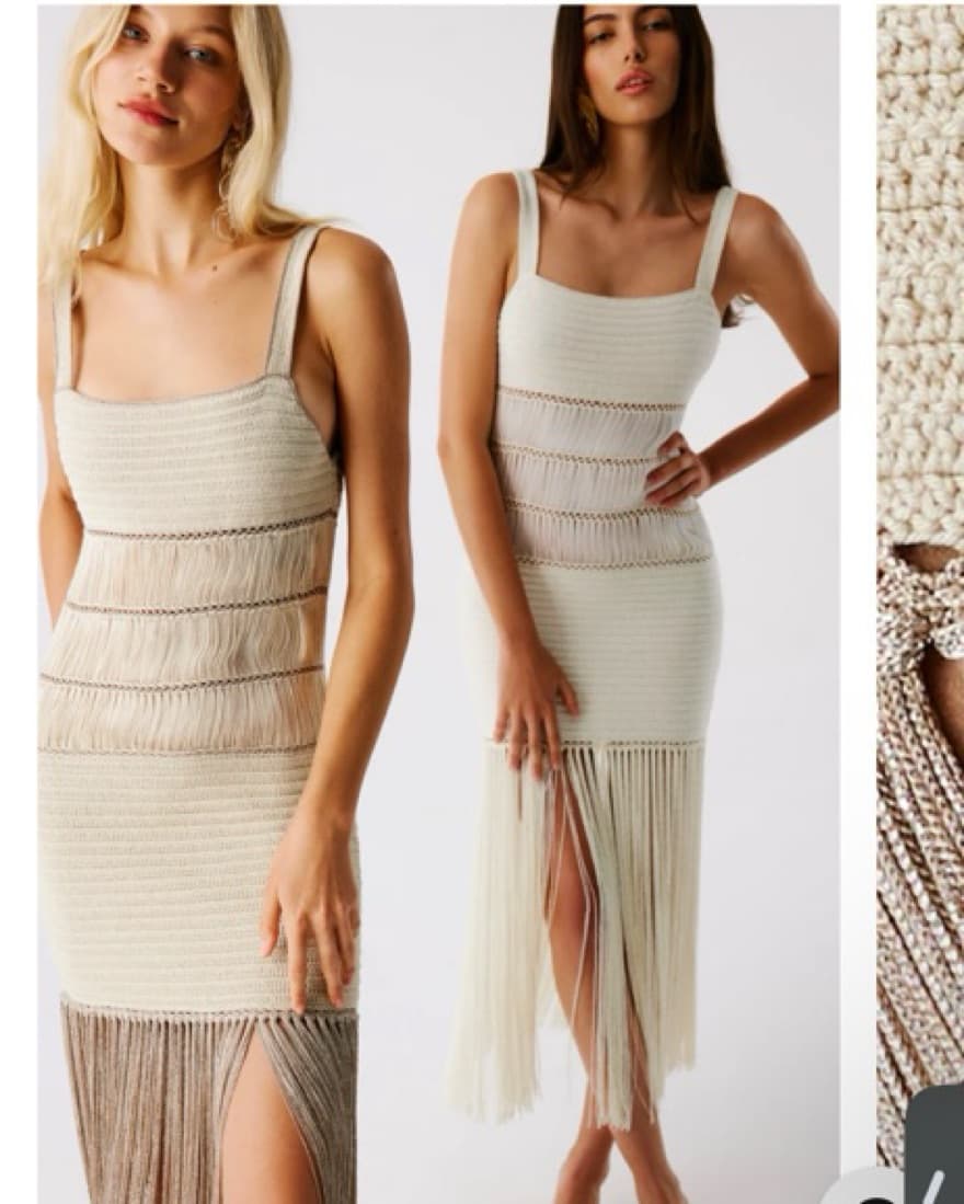 My Beacy Side Fringe Beige Maxi Dress - Image 5