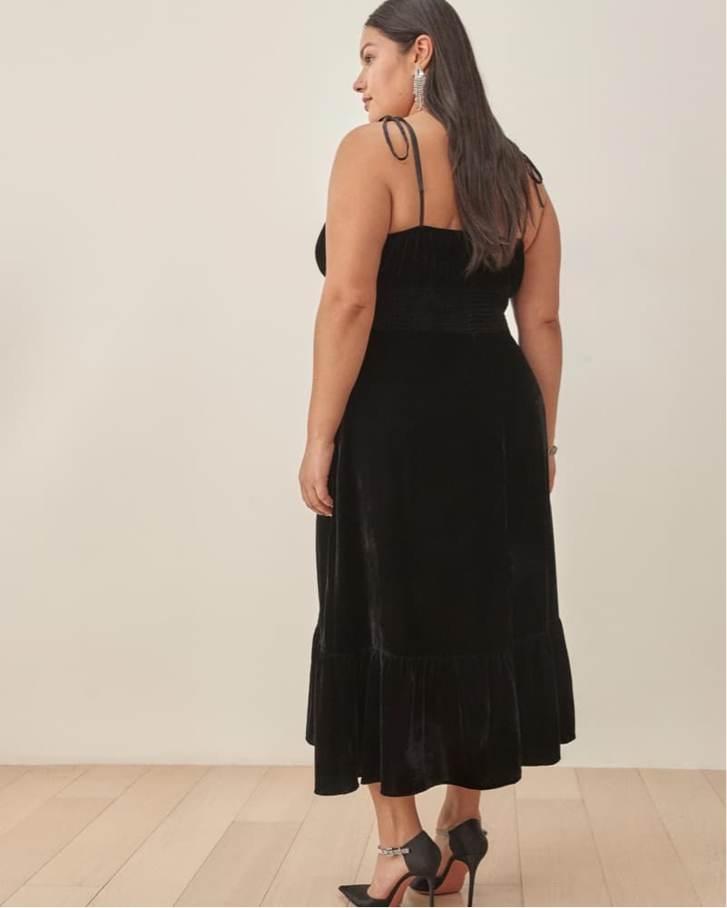 Reformation Oda Velvet Dress (Black) - Image 2