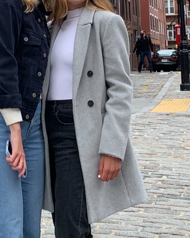 Wool Blend Grey Midi Coat - Image 2