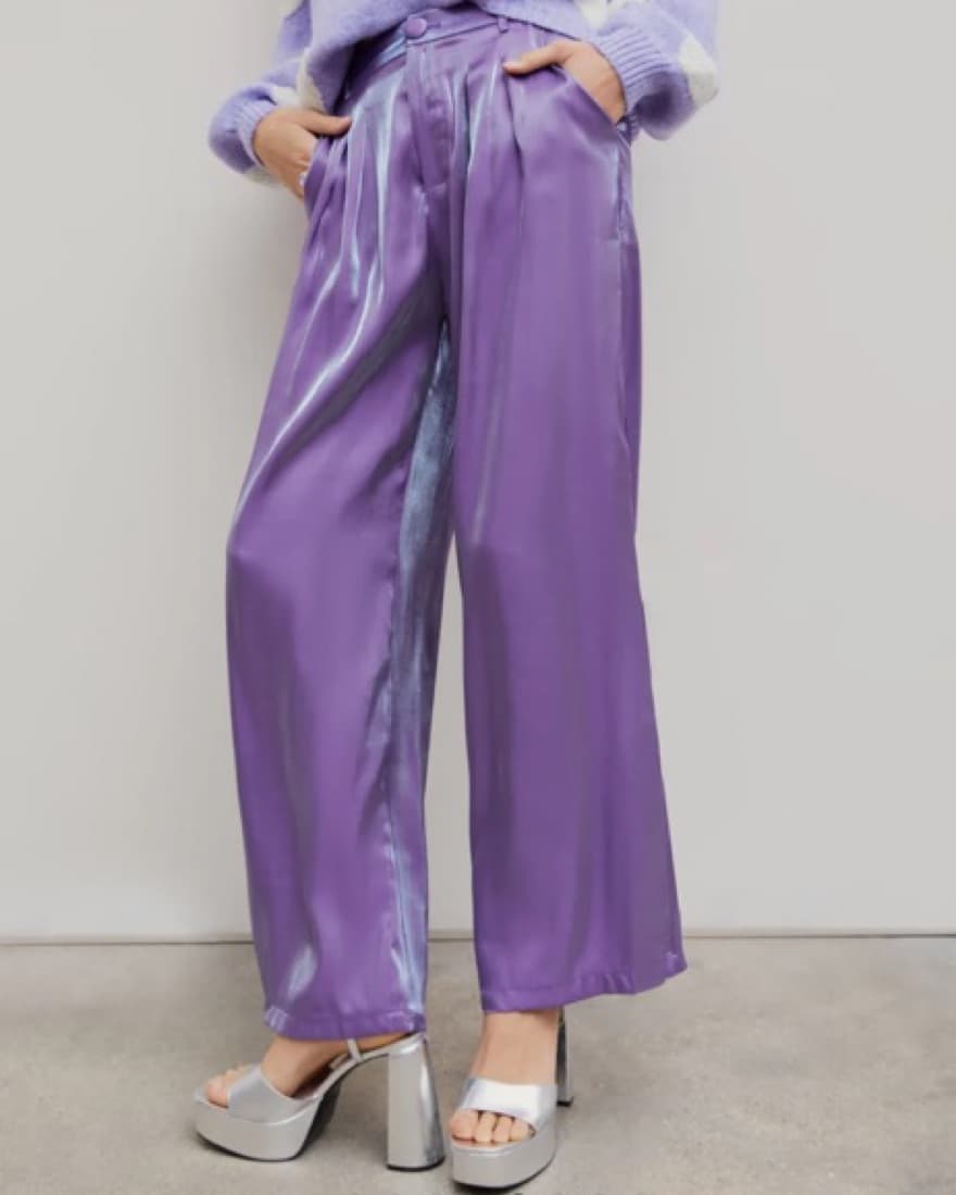 Metallic Stitch Wide Leg Trousers - Image 1