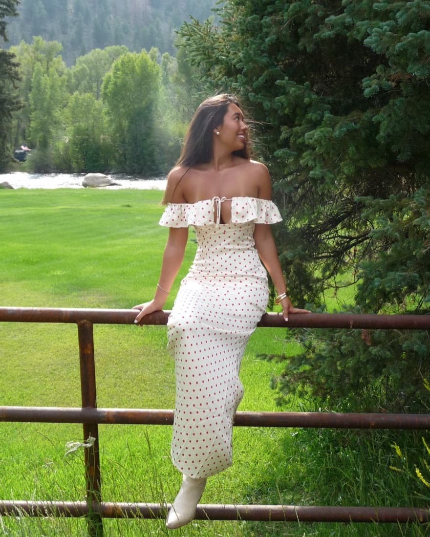 Red And White Polka Dot Maxi Dress - Image 1