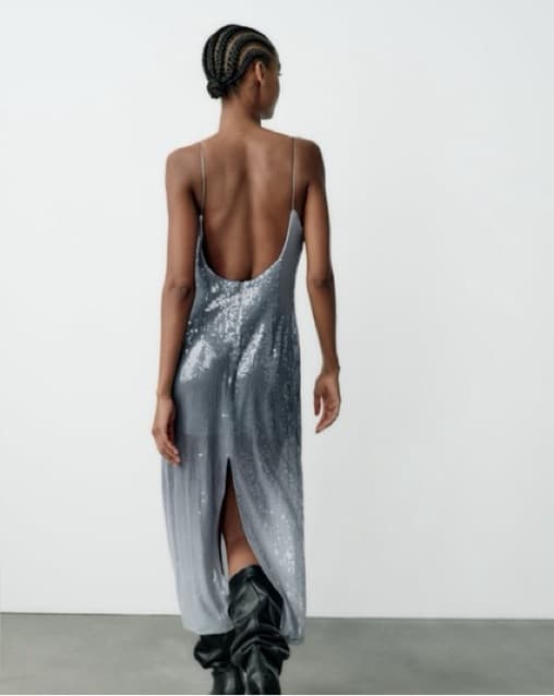 Silver Sequin Midi Dress - Image 2