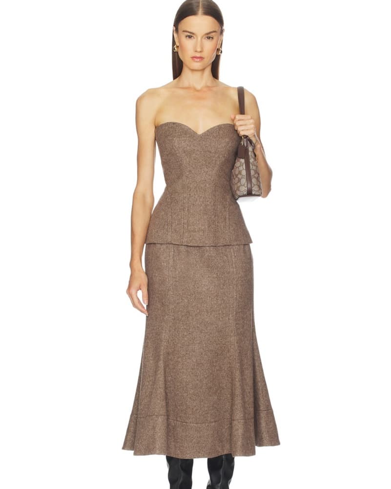 Herringbone Taupe Wool Corset - Image 4