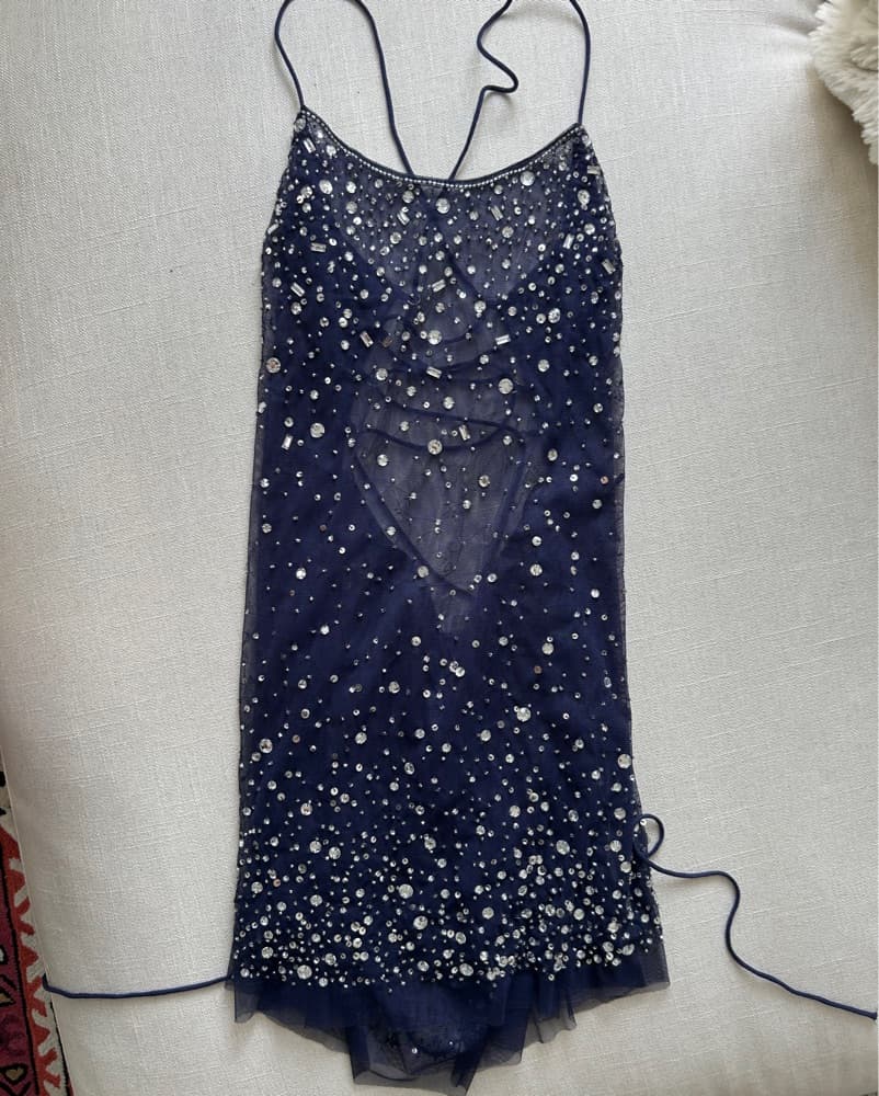 Free People Navy Sequin Dress - Image 1