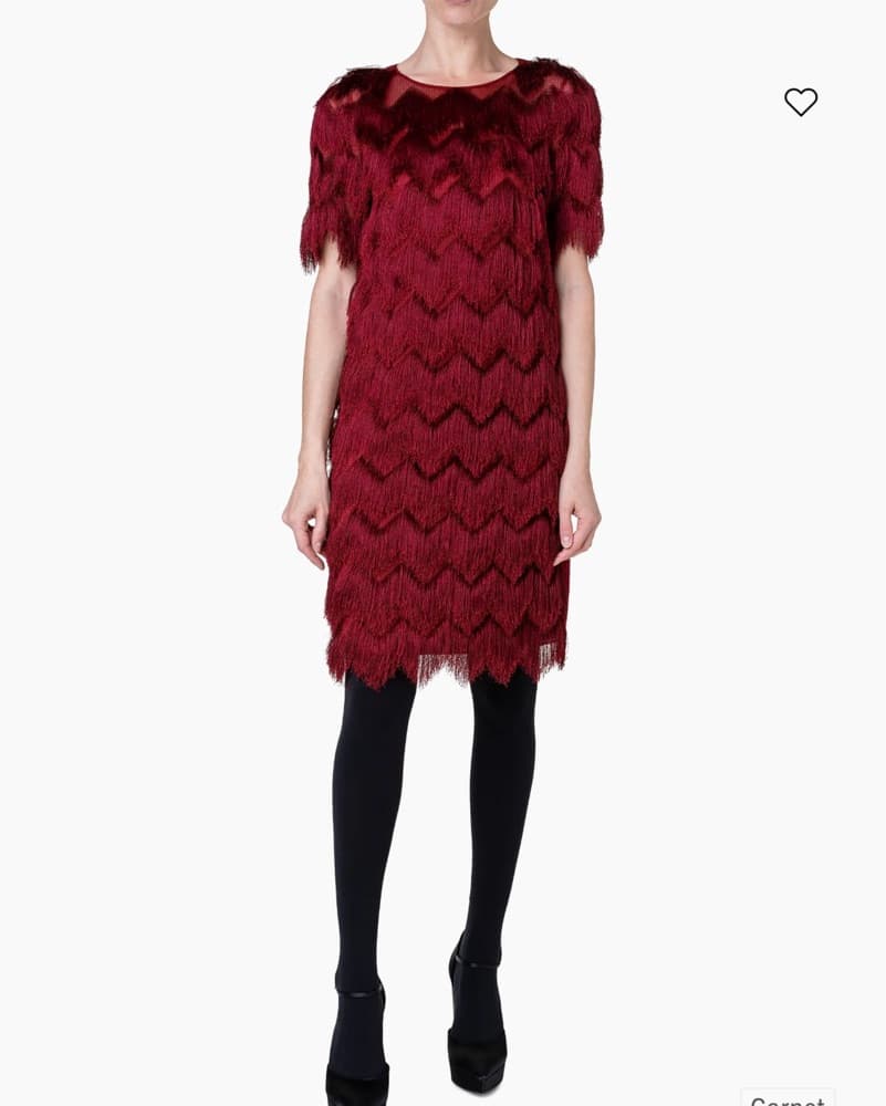 Luxurious Fringed Burgundy Dress - Image 1