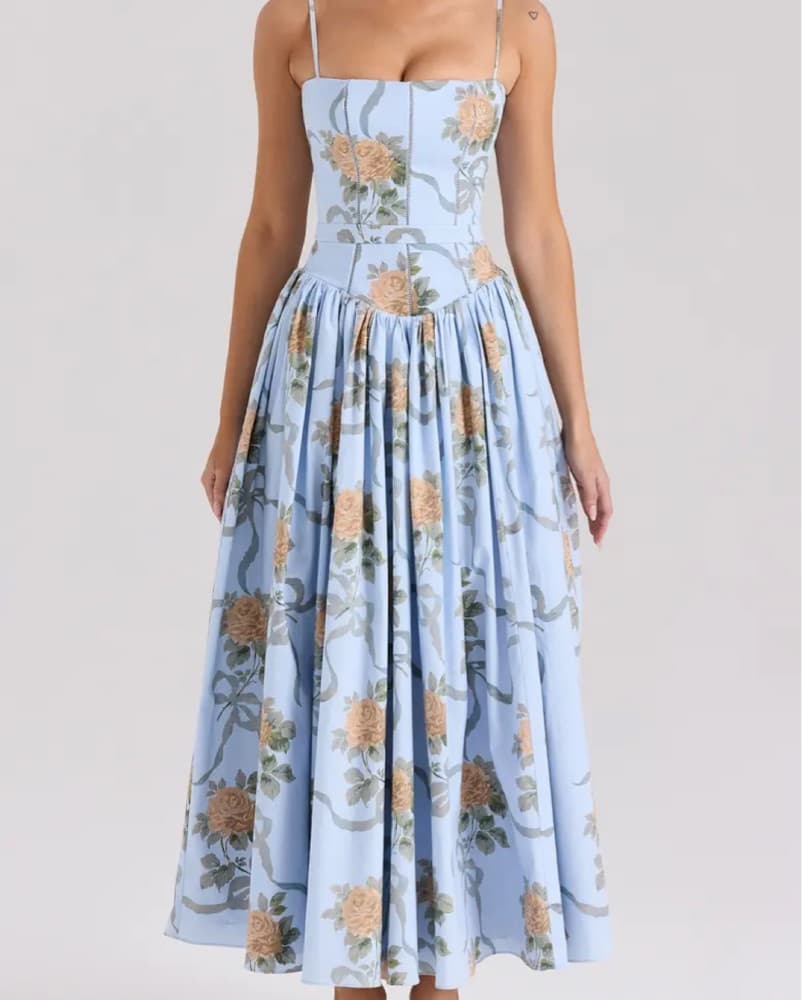 HOUSE OF CB Floral Dropwaist Dress - Image 1