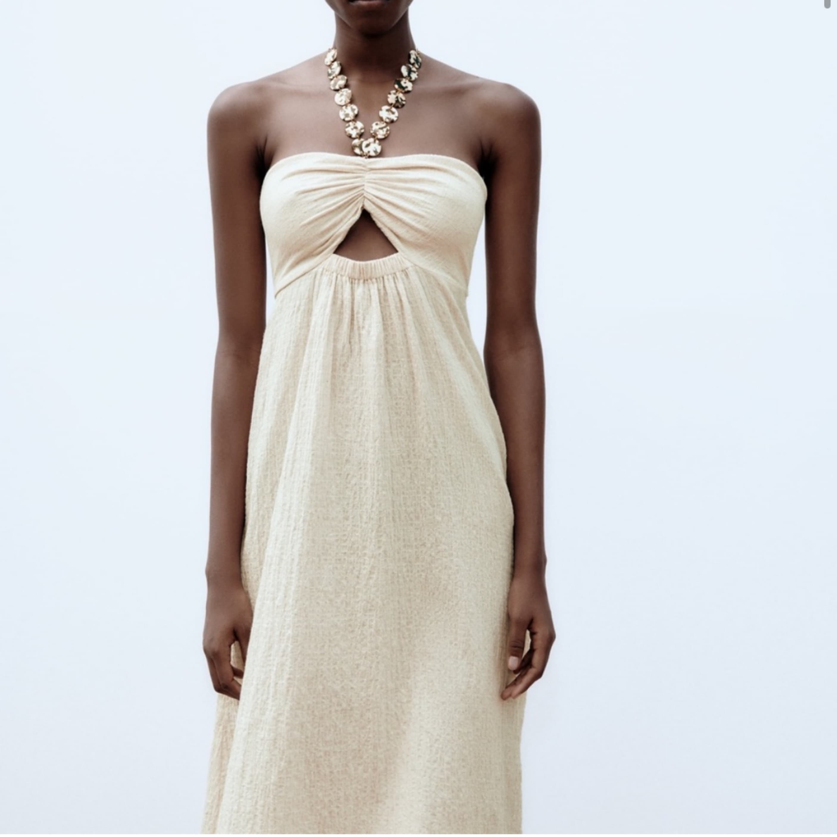 Linen Beaded Halter Maxi Dress - Image 1