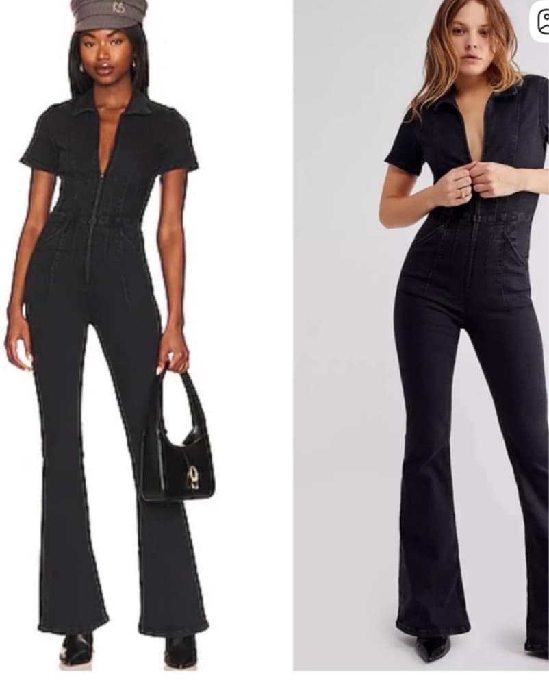 Sleek Black Denim Jumpsuit - Image 1