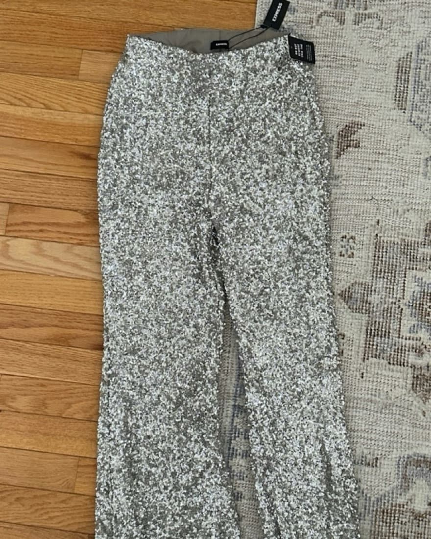 Silver Sequin Suit - Blazer, Flare Pants - Image 3
