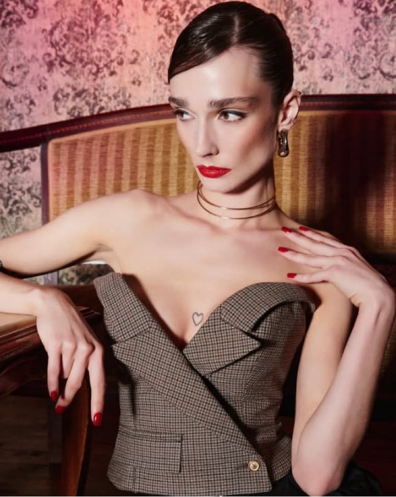Sophisticated Check Bustier - Image 1
