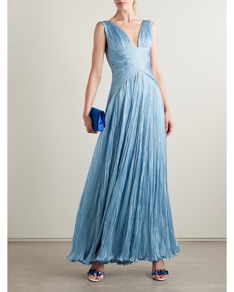 MarMar Halim Pleated Silk Gown | Blue Wedding Guest Dress, Blue Bridesmaid Dress, Blue Formal Dress - Image 2