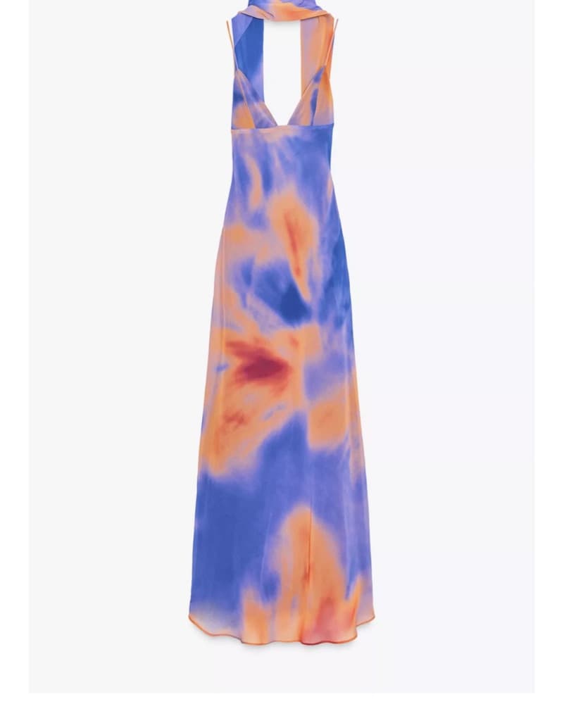 Zara Tie-Dye Maxi Dress With Scarf - Image 2