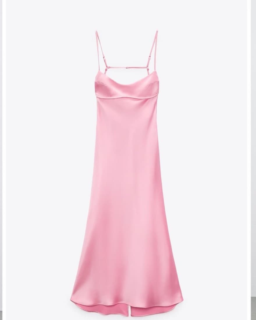 Pink Zara Satin Slip Dress - Image 2