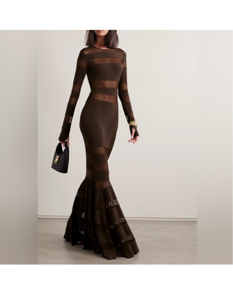 Norma Kamali Spliced Dress Fishtail Gown - Image 2