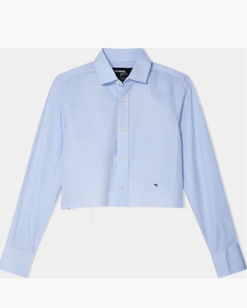 Hommegirls Blue Cropped Button Up  - Image 1