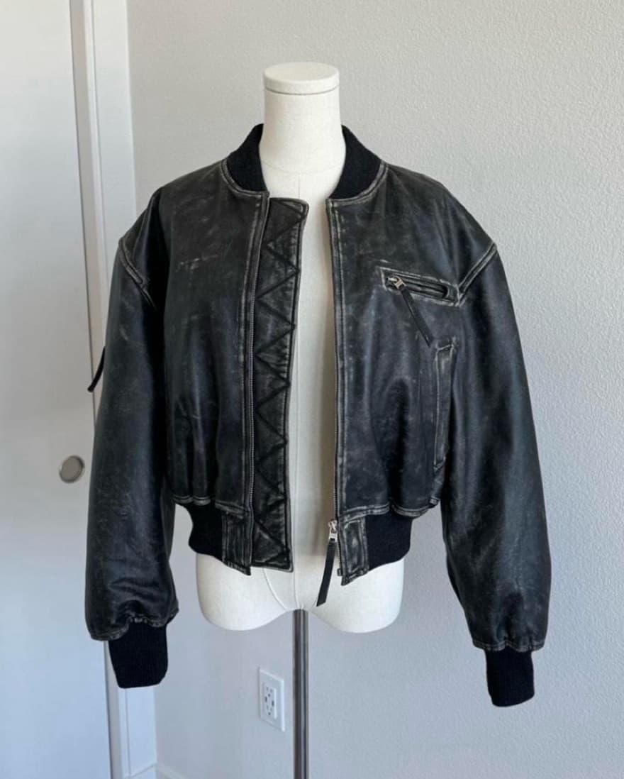 Acne Studio Leather Bomber Jacket - Image 1