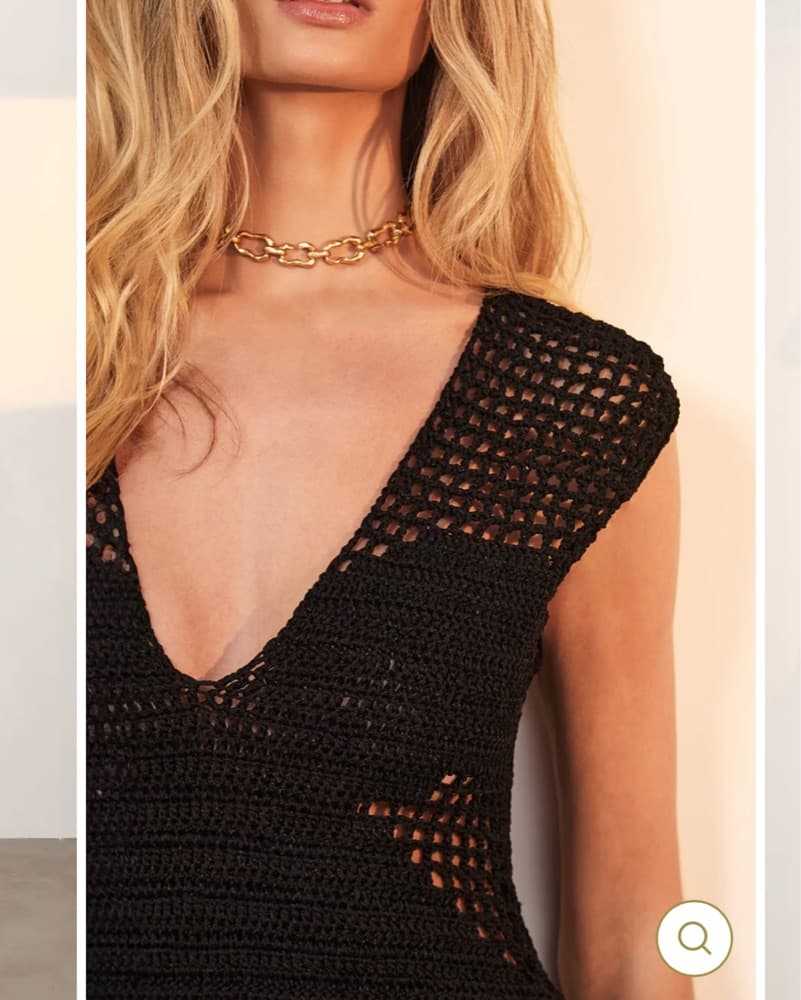 Vix Black Crochet Knit Midi Dress - Image 3