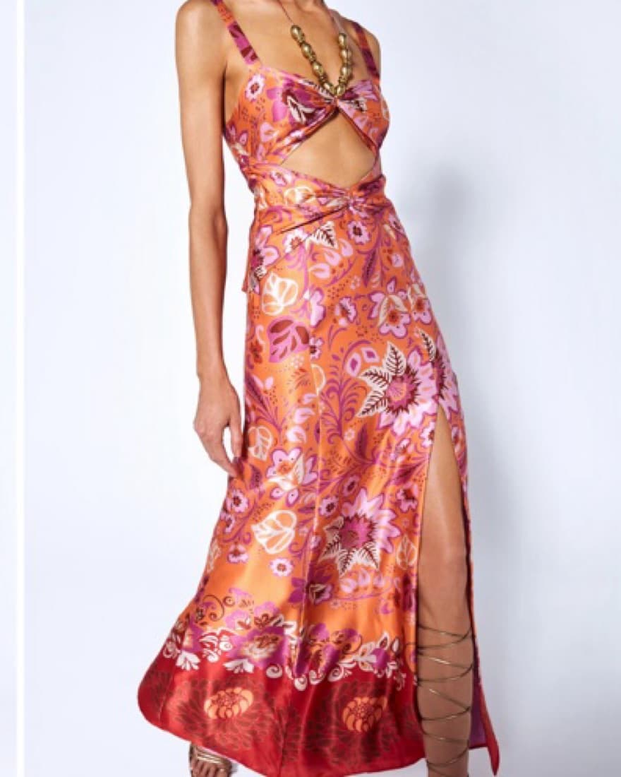 Alexis Floral Print Cut Out Midi Dress - Image 3