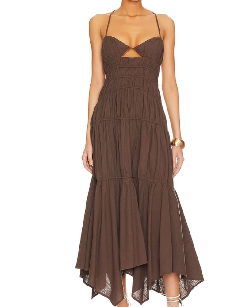 Chic Chocolate Brown Midi Dress - Image 2