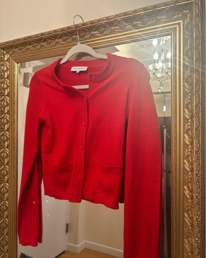 Red Cropped Cardigan - Image 3