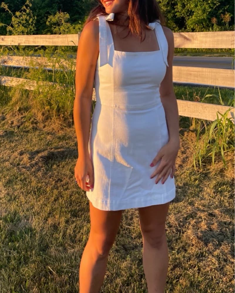 White Jean Mini Dress - Image 2