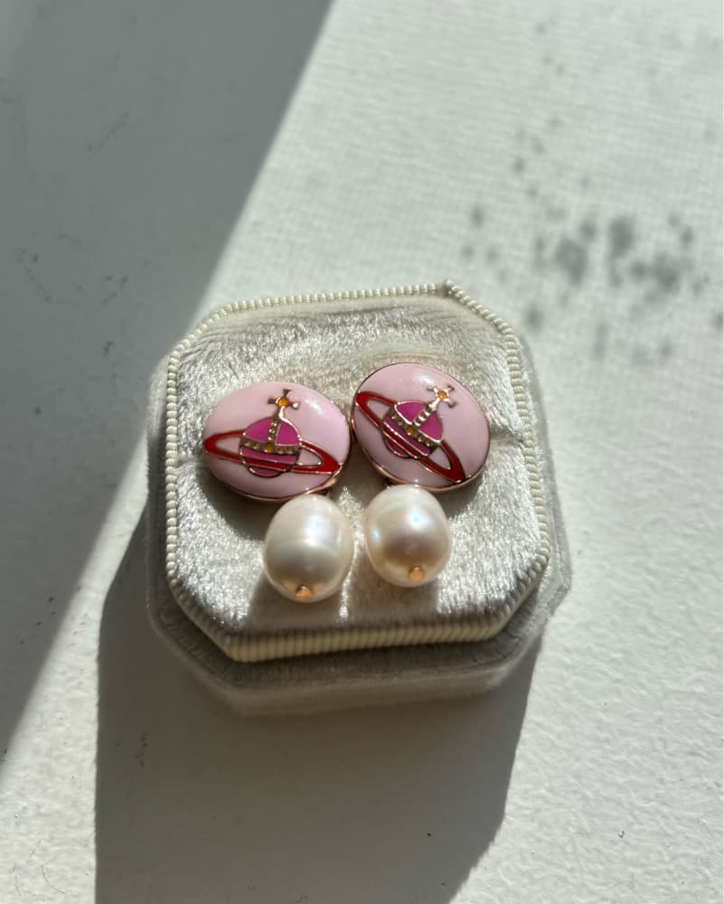 Vivienne Westwood Pink & Pearl Earrings  - Image 1