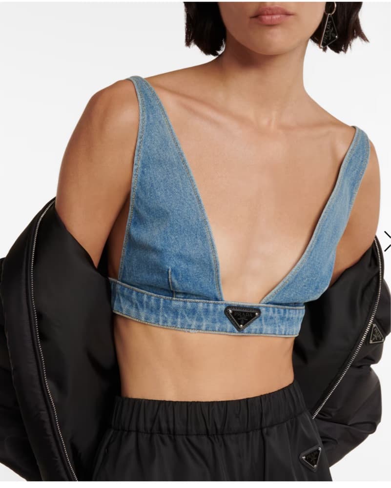 Prada Logo Denim Bralette  - Image 2