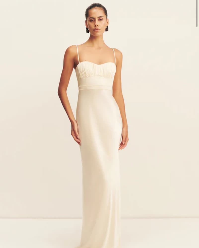 La Lune Corded Ruched Maxi Dress - Cream - Image 1