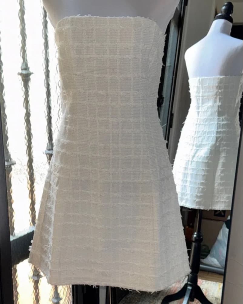 Amanda Uprichard White Textured Dress - Image 4