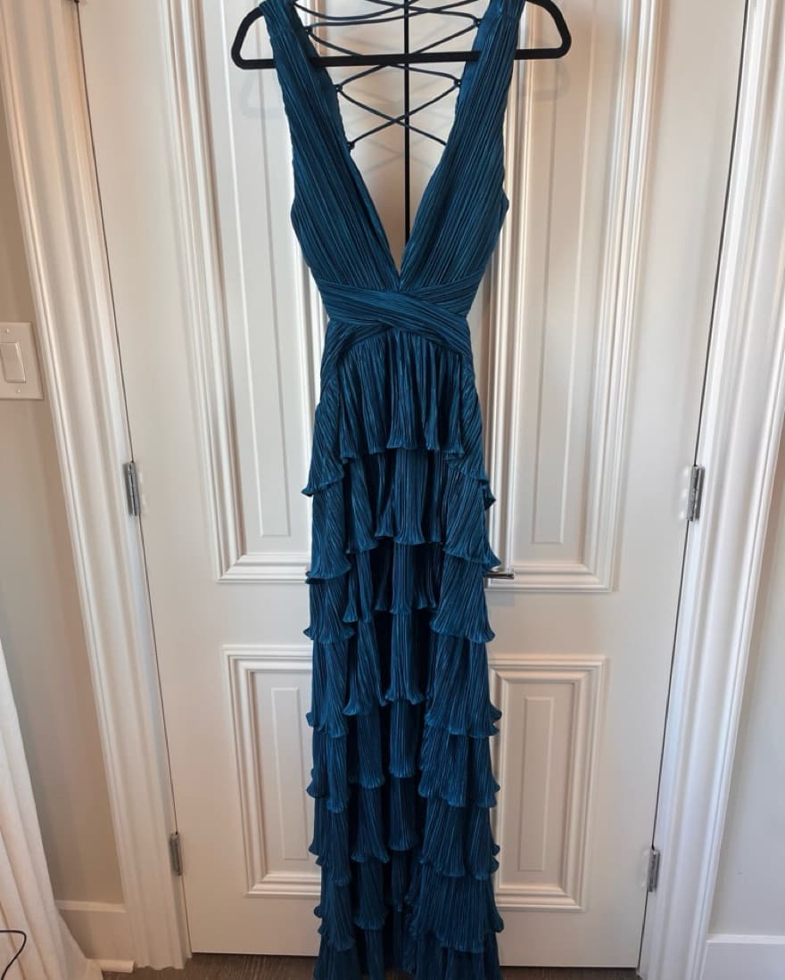 Pleated Tiered Lace-Up Maxi Dress - Image 4